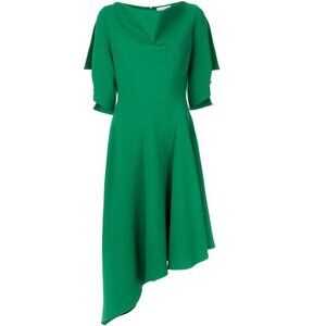 NWT Osman Eliza Asymmetric Crepe Hem Dress in Green Size 8 UK 4 US